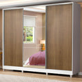 Clóset Matrimonial 231 cm 3 Puertas Corredizas Con 1 Espejo 100% MDF Blanco/Marrón Royale Madesa