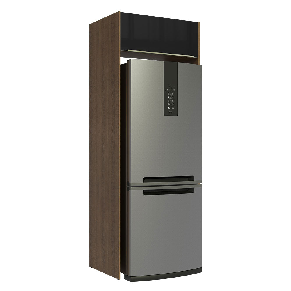 Mueble de Cocina para Refrigerador 1 Puerta Abatible Lux Marrón/Negro