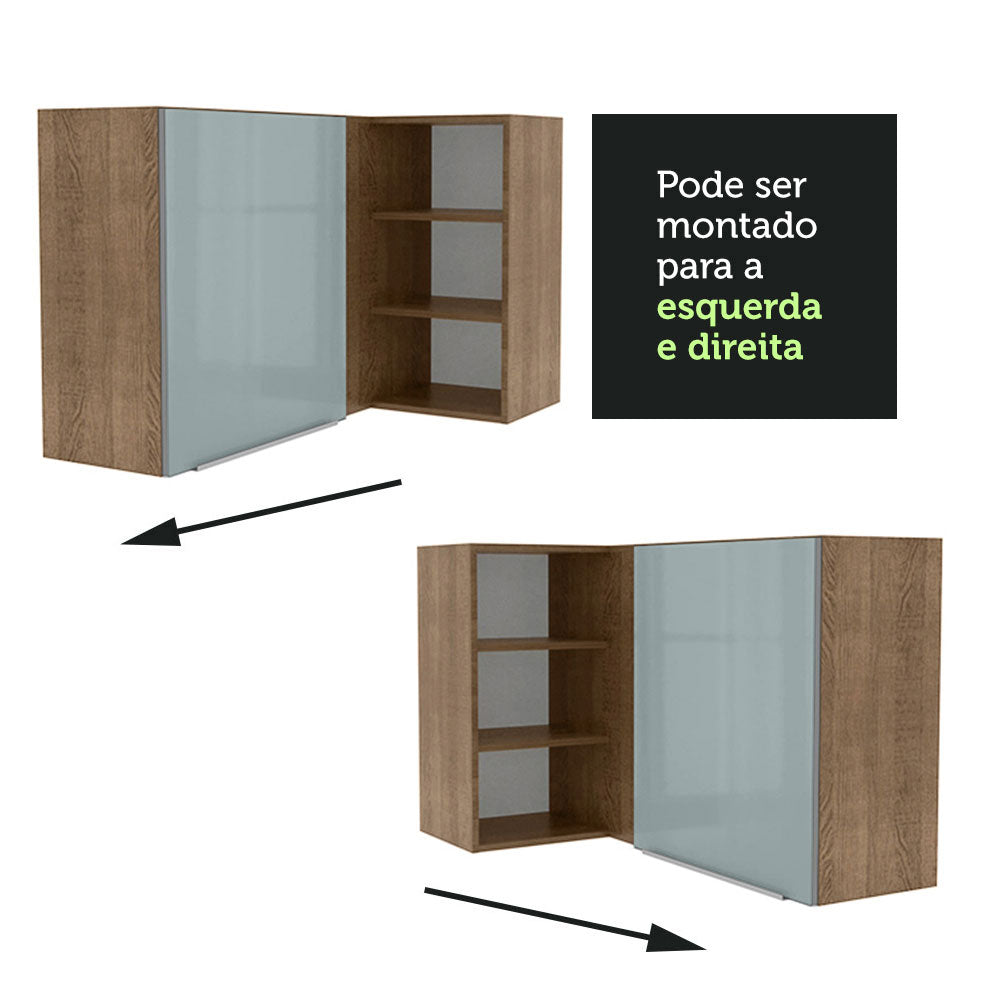 Gabinete Superior Esquinero 166 cm 1 Puerta 3 Nichos Marrón/Gris Lux Madesa