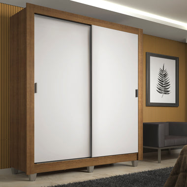 Clóset Soltero 117 cm 2 Puertas Corredizas Marrón/Blanco Denver Madesa