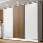 Clóset Matrimonial 231 cm 3 Puertas Corredizas 100% MDF Blanco/Marrón Royale Madesa