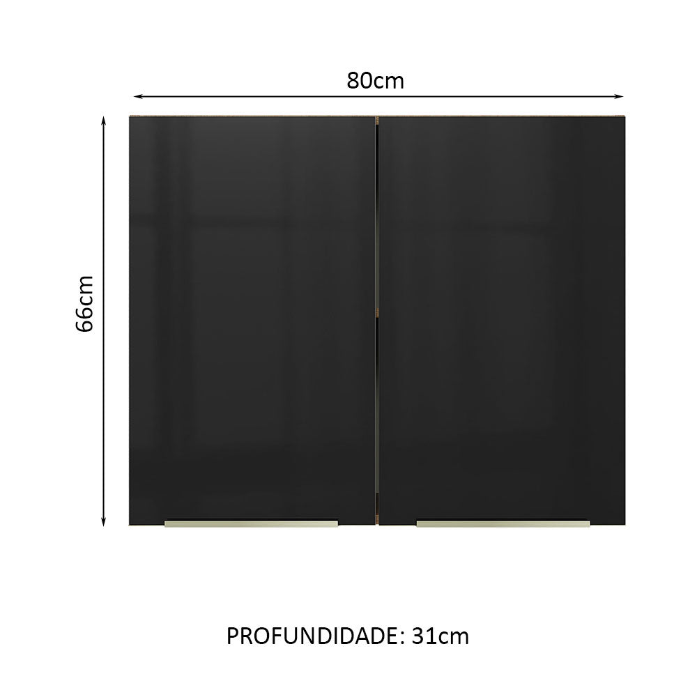 Gabinete Superior 80 cm 2 Puertas Lux Marrón/Negro