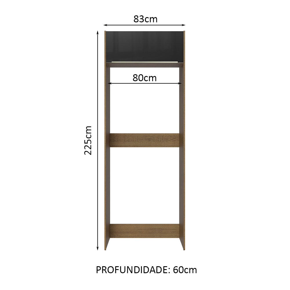 Mueble de Cocina para Refrigerador 1 Puerta Abatible Lux Marrón/Negro