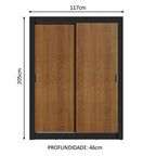 Clóset Soltero 117 cm 2 Puertas Corredizas 2 Cajones Negro/Marrón Dallas Madesa