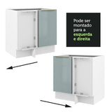 Gabinete Bajo de Esquina de Cocina con 1 Puerta (Con Encimera) Lux Blanco/Gris