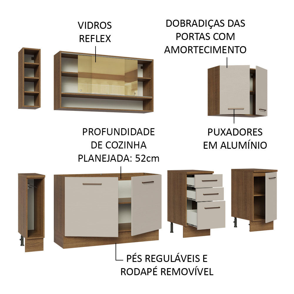 Cocina Integral 220cm Marrón/Crema Agata de Thêmis