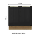 Gabinete Bajo Lux 80 cm 2 Puertas (Sin Encimera) Marrón/Negro