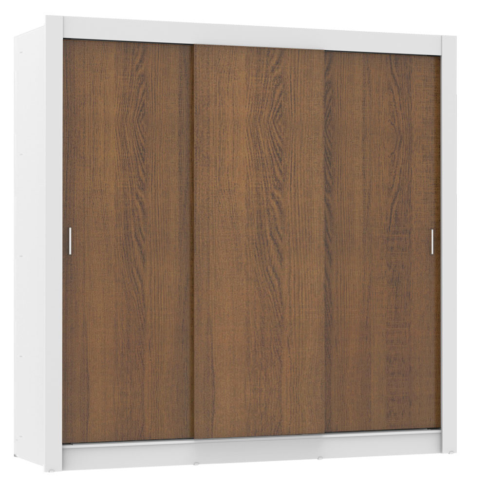 Clóset Matrimonial 170 cm 3 Puertas Corredizas 2 Cajones Blanco/Marrón Lyon Madesa