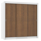 Clóset Matrimonial 170 cm 3 Puertas Corredizas 2 Cajones Blanco/Marrón Lyon Madesa