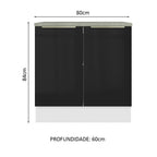 Gabinete Bajo 80 cm 2 Puertas Blanco/Negro Lux Madesa