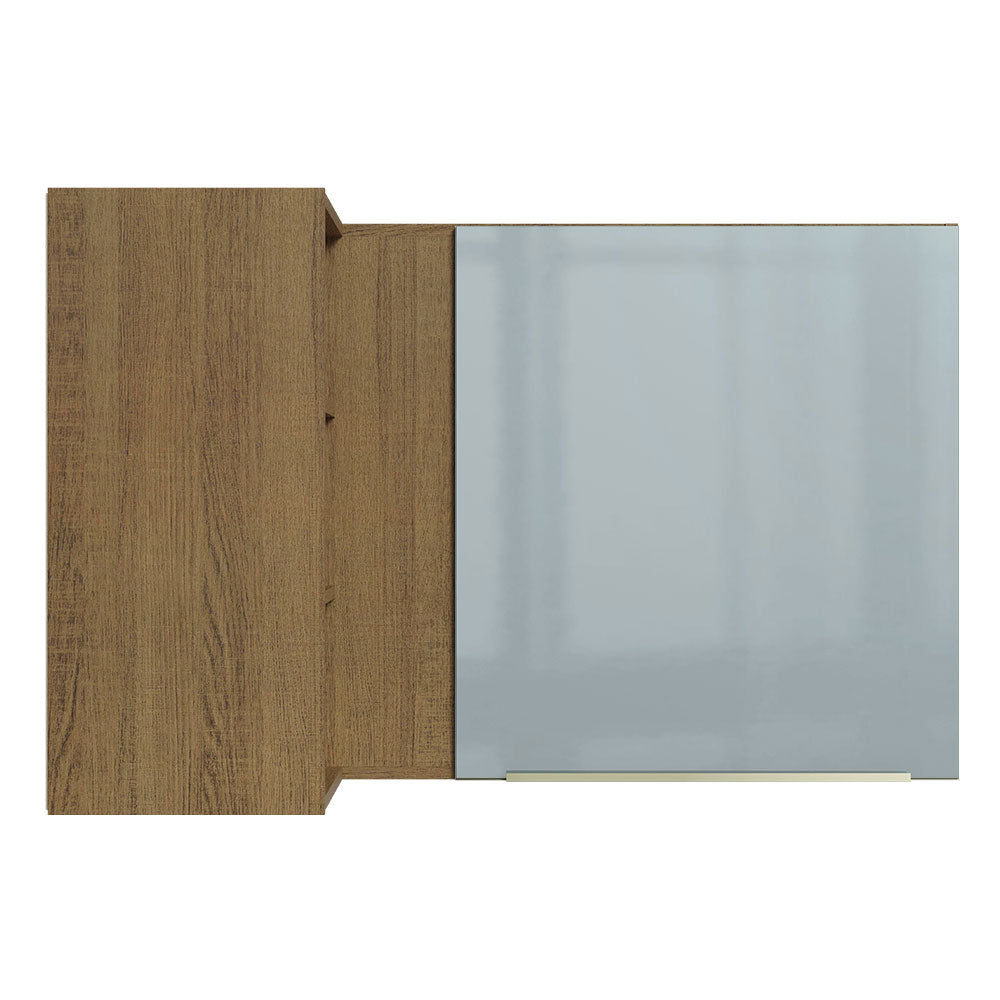 Gabinete Superior Esquinero 166 cm 1 Puerta 3 Nichos Marrón/Gris Lux Madesa
