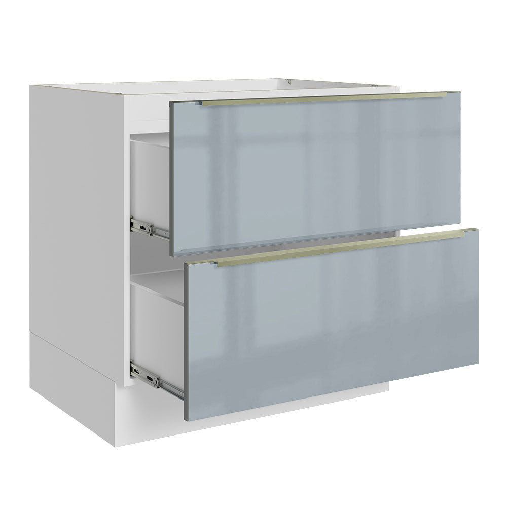 Gabinete Bajo 80 cm 2 Cajones Sin Encimera Blanco/Gris Lux Madesa