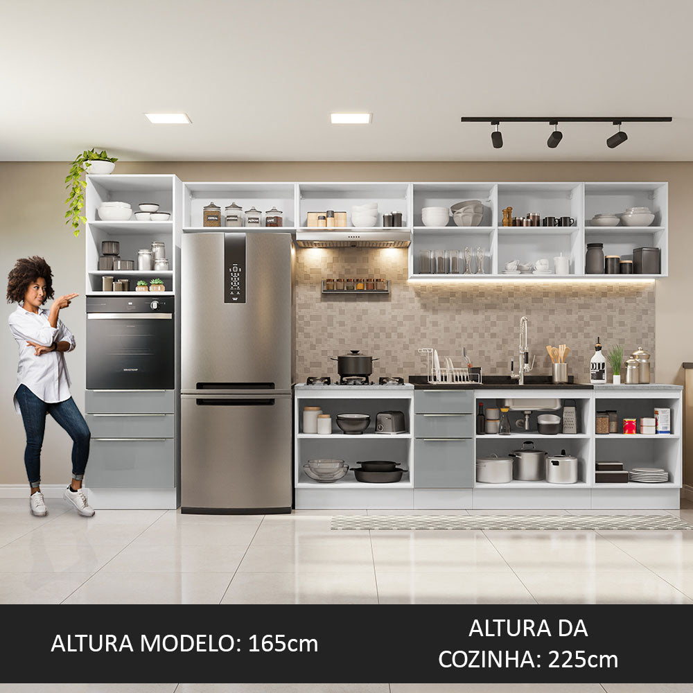 Cocina Integral 400cm Lux Blanco/Gris 01