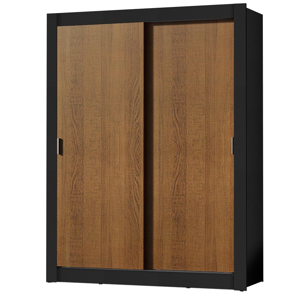 Clóset Soltero 117 cm 2 Puertas Corredizas 4 Cajones Negro/Marrón Dallas Madesa