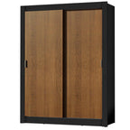 Clóset Soltero 117 cm 2 Puertas Corredizas 4 Cajones Negro/Marrón Dallas Madesa