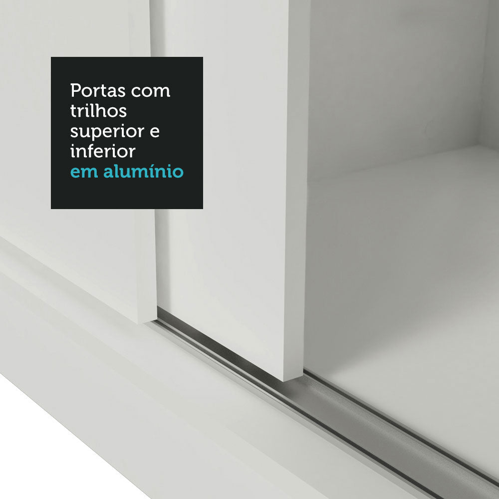 Clóset Matrimonial 170 cm 3 Puertas Corredizas Con 1 Espejo Blanco Monaco Madesa