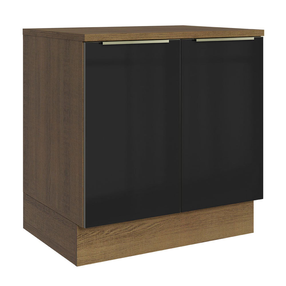 Gabinete Bajo 80 cm 2 Puertas Marrón/Negro Lux