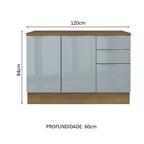 Gabinete Bajo 120 cm 2 Puertas 3 Cajones Marrón/Gris Lux Madesa