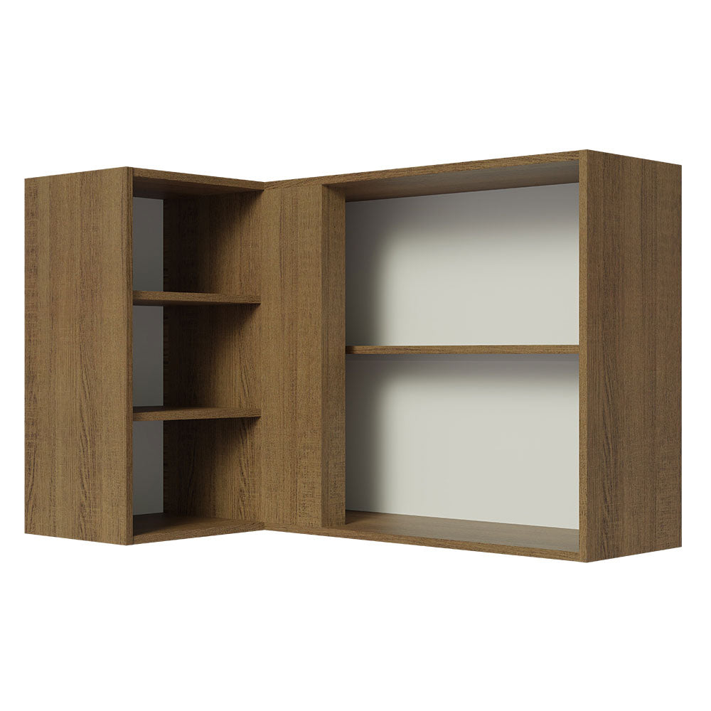 Gabinete Superior Esquinero 166 cm 1 Puerta 3 Nichos Marrón/Gris Lux Madesa
