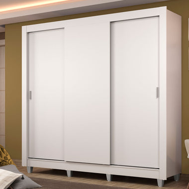 Clóset Matrimonial Lyon Plus 3 Puertas Correderas 4 Cajones con Patas Blanco