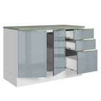 Gabinete Bajo 120 cm 2 Puertas 3 Cajones Blanco/Gris Lux Madesa