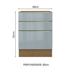 Gabinete Bajo 60 cm 3 Cajones Sin Encimera Marrón/Gris Lux Madesa