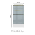 Gabinete Bajo 40 cm 3 Cajones Blanco/Gris Lux Madesa