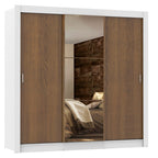 Clóset Matrimonial 170 cm 3 Puertas Corredizas Con 1 Espejo 4 Cajones Blanco/Marrón Lyon Madesa