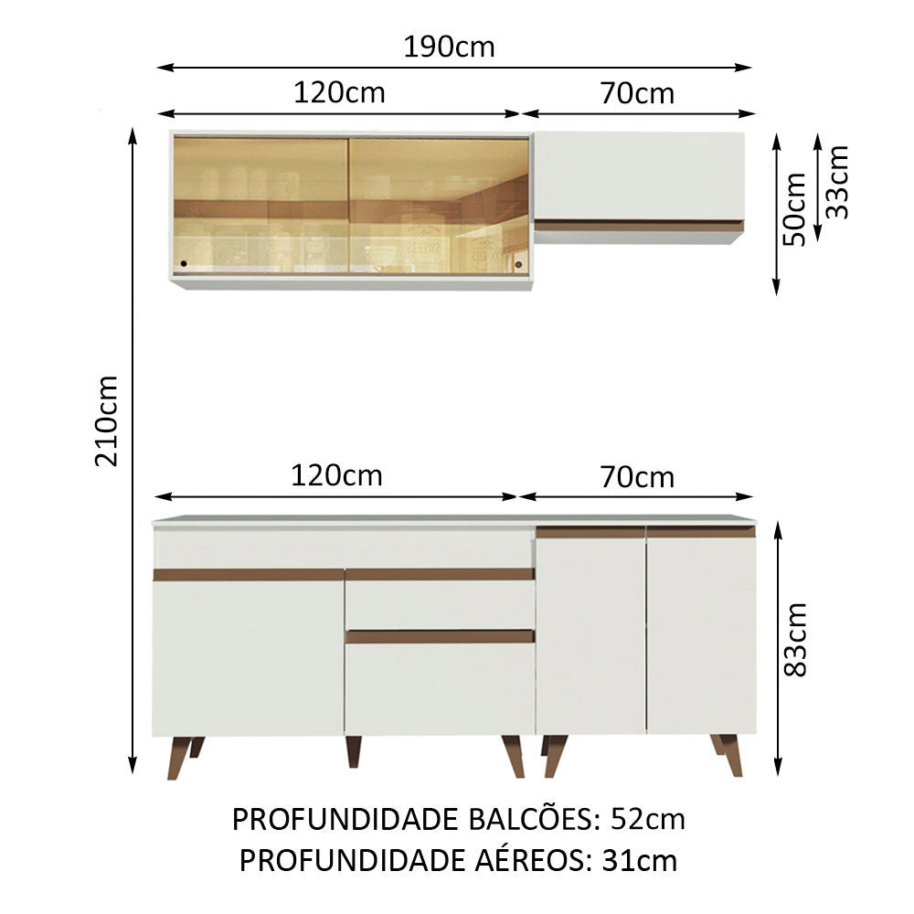 Cocina Integral Compacta 190cm Blanco Reims 01