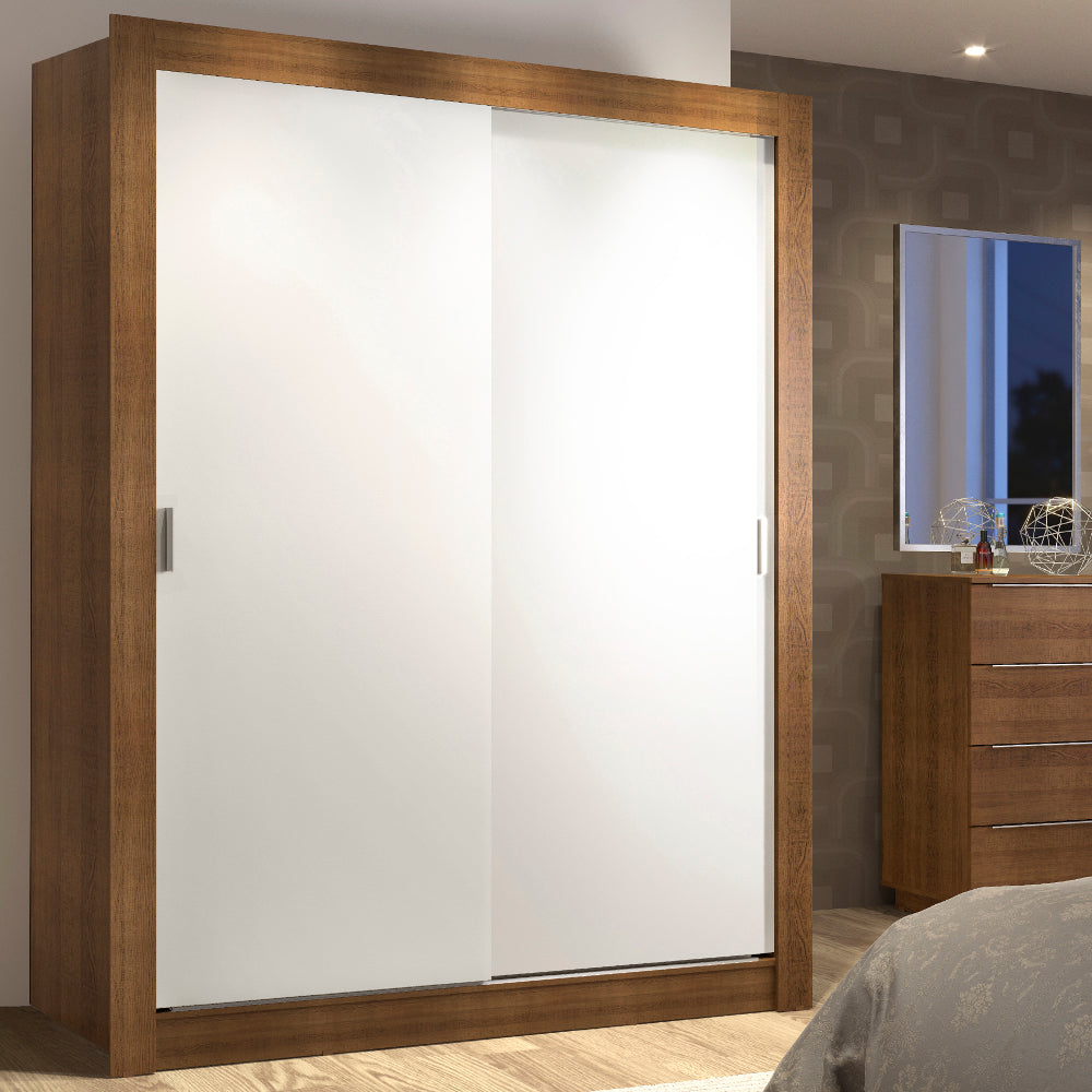 Clóset Soltero 117 cm 2 Puertas Corredizas Marrón/Blanco Denver Madesa