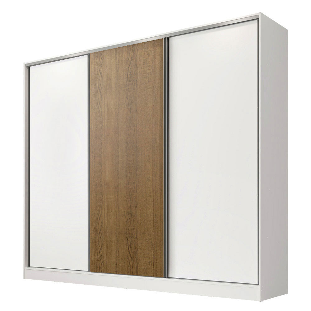 Clóset Matrimonial 231 cm 3 Puertas Corredizas 100% MDF Blanco/Marrón Royale Madesa