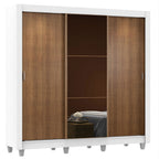 Clóset Matrimonial 170 cm 3 Puertas Corredizas Con 1 Espejo Blanco/Marrón Monaco Madesa