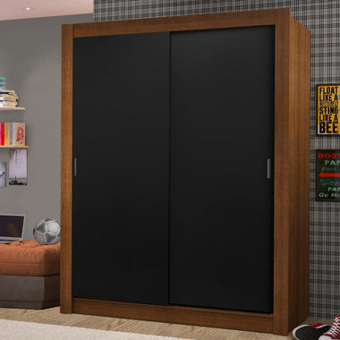 Clóset Soltero 117 cm 2 Puertas Corredizas 2 Cajones Marrón/Negro Dallas Madesa