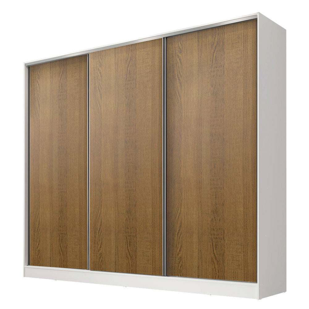 Clóset Matrimonial 231 cm 3 Puertas Corredizas 100% MDF Blanco/Marrón Royale Madesa