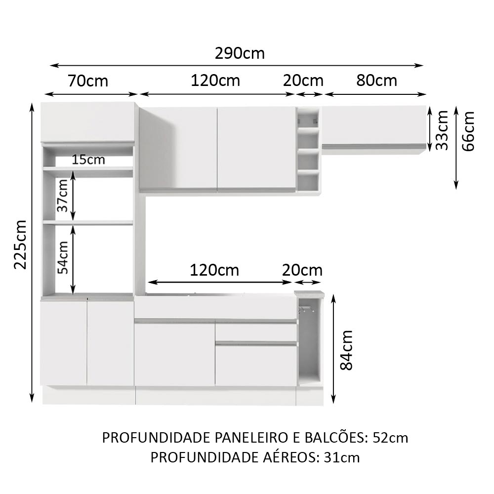 Cocina Integral 290 cm Blanco Safira 14