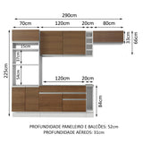 Cocina Integral 290cm Blanco/Marrón Safira 14