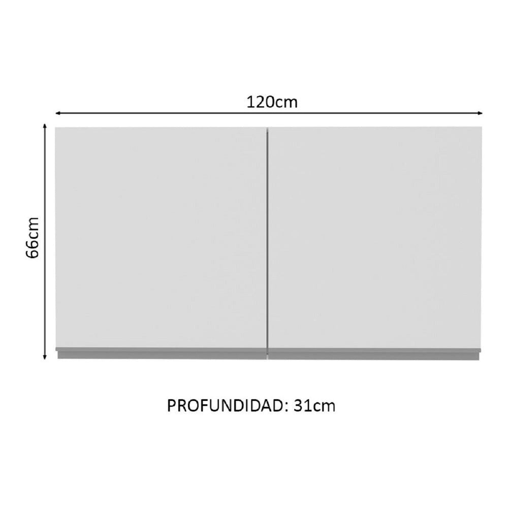 Gabinete Superior 120 cm 2 Puertas Marron/Blanco Glamy Madesa