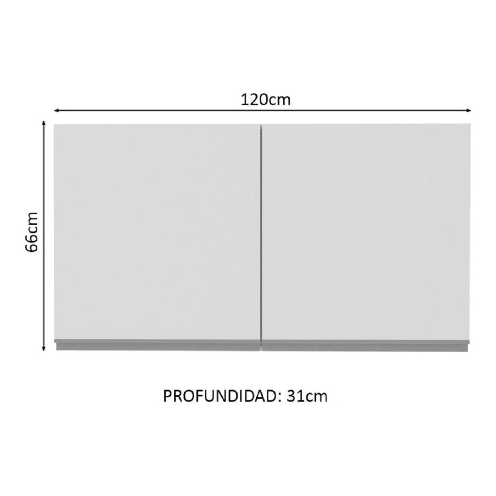 Gabinete Superior 120 cm 2 Puertas Marron/Blanco Glamy Madesa
