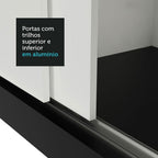 Clóset Matrimonial 170 cm 3 Puertas Corredizas 2 Cajones Negro/Blanco Lyon Madesa
