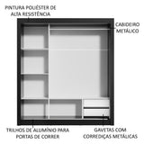 Clóset Matrimonial Madesa Lyon 3 Puertas Correderas 2 Cajones Negro/Blanco