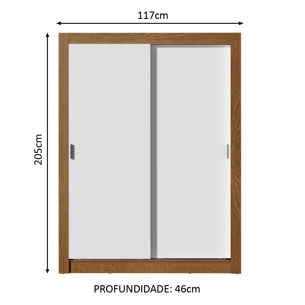 Clóset Soltero 117 cm 2 Puertas Corredizas Marrón/Blanco Denver Madesa