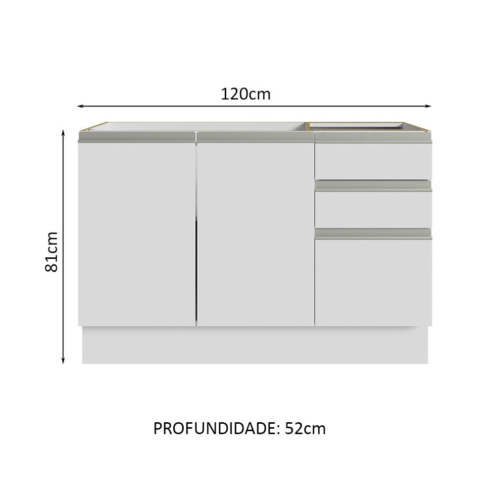 Gabinete para Baño de 120cm 2 Puertas y 3 Cajones Blanco