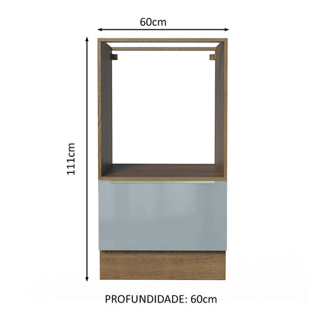 Gabinete Bajo para Horno 60 x 60 cm 1 Puerta Lux Marrón/Gris