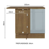 Mueble de Esquina Lux 1 Puerta 60 cm Profundidad (Con Encimera) Marrón/Gris