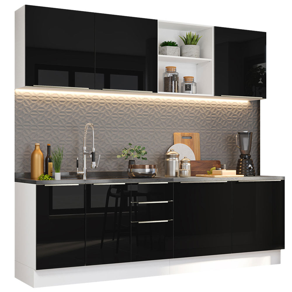 Cocina Integral 240cm Lux Blanco/Negro 05