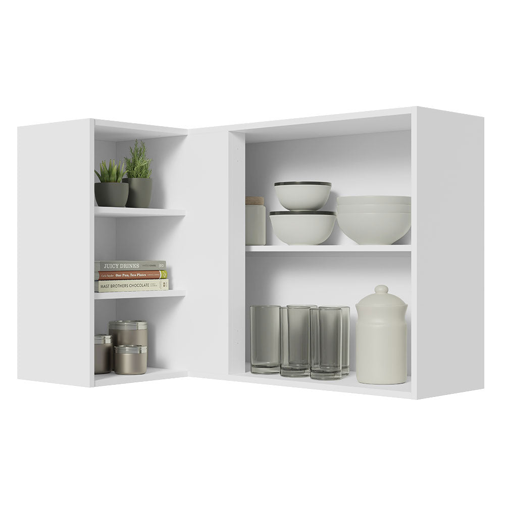 Gabinete Superior Esquinero 166 cm 1 Puerta 3 Nichos Blanco/Gris Lux Madesa
