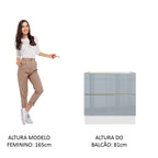 Gabinete Bajo 80 cm 2 Cajones Sin Encimera Blanco/Gris Lux Madesa