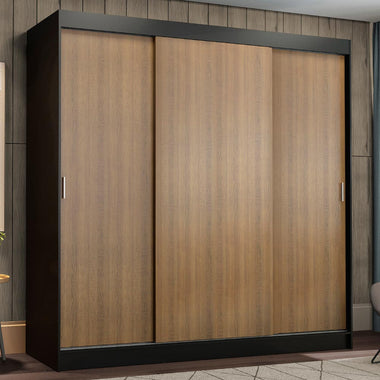 Clóset Matrimonial 180 cm 3 Puertas Corredizas Negro/Marrón Reno Madesa