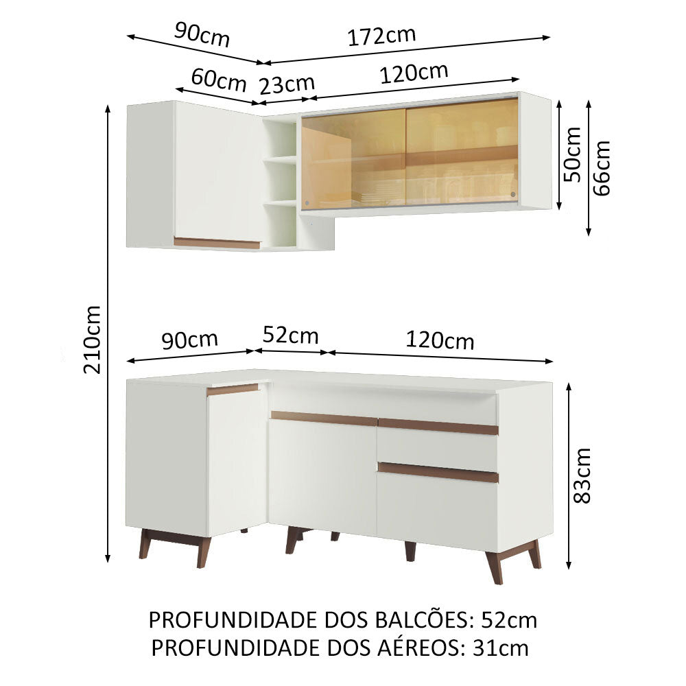 Cocina Integral Esquinera 262cm Blanco Reims Madesa 01