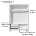 Clóset Soltero Dallas 2 Puertas Corredizas 2 Cajones con Patas Blanco/Marrón